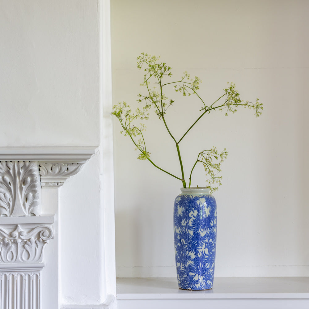 Blue & White Leaf Vase - Large