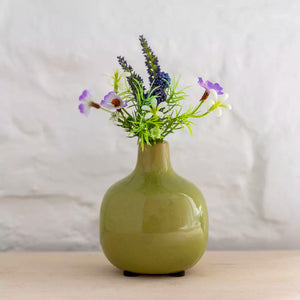 Olive Green Ceramic Bud Vase