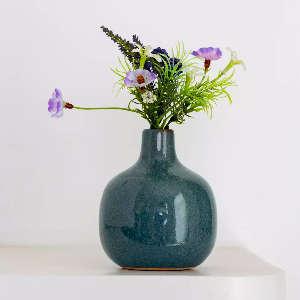 Smoke Blue Ceramic Bud Vase