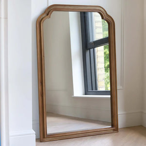 Scalloped Top Wooden Mirror
