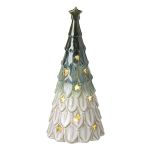 Green and White Light up Tree