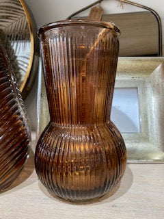 Amber Bulbous Glass Vase