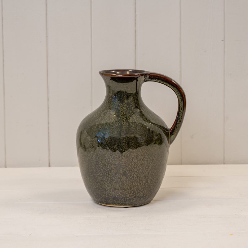 Olive Green Ceramic Vase with Handle - Small