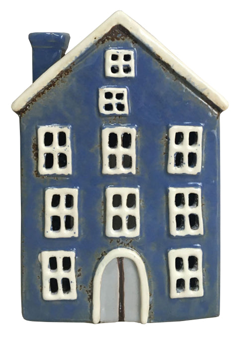 Blue Ten Window Ceramic Tealight House