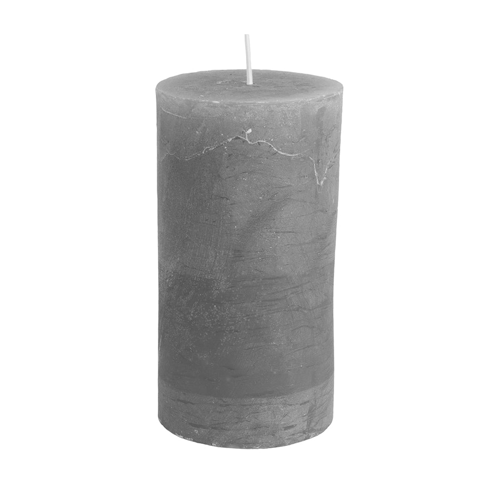 Rustic Pillar Candle - Light Grey (70 x 130mm)