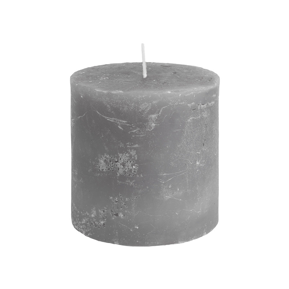 Rustic Pillar Candle Light Grey (100x100mm)