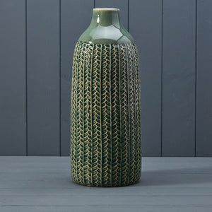 Green Petal Ceramic Vase - Tall
