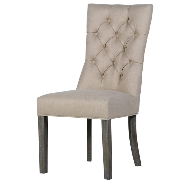 Natural Linen Buttoned Chair