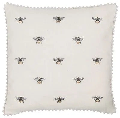 Bee Neutral Cushion with Beaded Edging